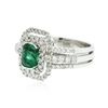 Image 2 : 18KT White Gold 1.01 ctw Emerald and Diamond Ring