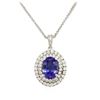 Image 2 : 14KT White Gold 5.01 ctw Tanzanite and Diamond Pendant With Chain