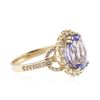 Image 2 : 14KT Yellow Gold 4.45 ctw Tanzanite and Diamond Ring