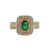 Image 1 : 14KT Two-Tone Gold 0.84 ctw Emerald and Diamond Ring