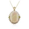 Image 2 : 14KT Yellow Gold 13.65 ctw Opal, Peridot and Diamond Pendant With Chain