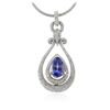 Image 2 : 14KT Two-Tone Gold 5.73 ctw Tanzanite and Diamond Pendant With Chain