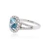 Image 2 : 14KT White Gold 3.26 ctw Blue Zircon and Diamond Ring