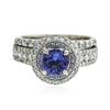 Image 1 : 14KT White Gold 0.78 ctw Tanzanite and Diamond Ring