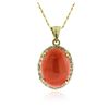 Image 1 : 14KT Yellow Gold 12.67 ctw Coral and Diamond Pendant With Chain