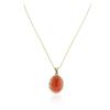 Image 2 : 14KT Yellow Gold 12.67 ctw Coral and Diamond Pendant With Chain