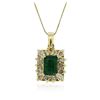 Image 1 : 14KT Yellow Gold 1.66 ctw Emerald and Diamond Pendant With Chain