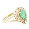 Image 2 : 14KT Yellow Gold 0.80 ctw Emerald and Diamond Ring