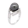 Image 3 : 14KT White Gold 0.53 ctw Diamond and Pearl Ring