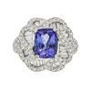 Image 1 : 18KT White Gold 3.35 ctw Tanzanite and Diamond Ring