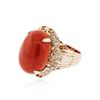 Image 2 : 14KT Rose Gold 20.93 ctw Coral and Diamond Ring