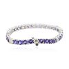 Image 2 : 14KT White Gold 14.28 ctw Tanzanite and Diamond Bracelet