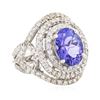 Image 2 : 14KT White Gold 5.56 ctw Tanzanite and Diamond Ring