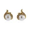 Image 1 : 18KT Yellow Gold Pearl and Diamond Earrings