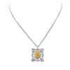 Image 1 : 18KT White Gold 4.33 ctw Fire Opal and Diamond Pendant With Chain