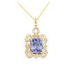Image 2 : 14KT Yellow Gold 8.21 ctw Tanzanite and Diamond Pendant with Chain