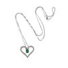 Image 1 : 14KT White Gold 0.45 ctw Emerald and Diamond Pendant With Chain