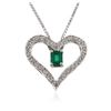 Image 2 : 14KT White Gold 0.45 ctw Emerald and Diamond Pendant With Chain