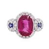 Image 1 : 14KT White Gold 2.62 ctw Tourmaline, Sapphire and Diamond Ring