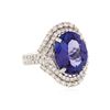 Image 2 : 18KT White Gold 7.65 ctw Tanzanite and Diamond Ring