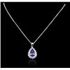 Image 1 : 14KT White Gold 3.98 ctw Tanzanite and Diamond Pendant With Chain