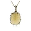 Image 1 : 14KT Yellow Gold 9.21 ctw Opal and Diamond Pendant With Chain