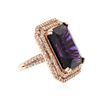 Image 2 : 14KT Rose Gold 14.36 ctw Amethyst and Diamond Ring