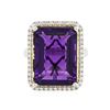 Image 1 : 14KT White Gold 17.74 ctw Amethyst and Diamond Ring