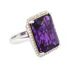 Image 2 : 14KT White Gold 17.74 ctw Amethyst and Diamond Ring