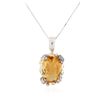 Image 2 : 18KT White Gold 18.12 ctw Citrine and Diamond Pendant With Chain