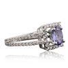 Image 2 : 18KT White Gold 0.83 ctw Tanzanite and Diamond Ring