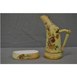 Two pieces of Royal Worcester china including handled pitcher RN37112, 6 1/2  in height and a small 