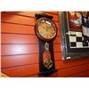 Image 2 : WOOD PENDULUM WALL CLOCK - GOLD RING AROUND FACE AND PENDULUM