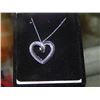 Image 2 : NECKLACE - BLUE AND WHITE DIAMOND - HEART - REVERSIBLE - SET IN STERLING SILVER