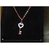 Image 2 : NECKLACE - 10K GOLD PENDANT AND CHAIN - KEY PENDANT WITH HEAT SHAPED TOP - WHITE CUBIC ZIRCONIAN STO