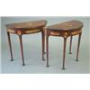 Image 1 : A pair of early 20th century Sheraton Revival painted mahogany demi lune card tables with figure...