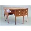 Image 1 : A late George III inlaid mahogany demi lune sideboard with central drawer flanked by an arrangeme...