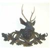 Image 1 : An early 20th century Swiss hat rack carved with a stag's head and set with real antlers, on rust...