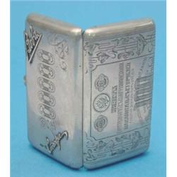 A Russian 84 zlotnik cigarette case, with engraved and applied decoration...