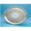 Image 1 : A Victorian plated tray, of elliptical form with beaded border, 30.5 ins....