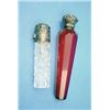 Image 1 : A Victorian silver mounted ruby glass scent flask, and a cut glass scent flask....