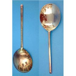 A George III silver gilt slip top spoon, 1774....