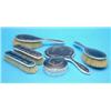Image 1 : A 5-piece silver and tortoiseshell pique dressing table set and a similar jewellery casket....