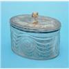 Image 1 : A George III silver mounted cut glass biscuit box of oval form with later finial and conflicting...