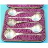 Image 1 : A cased set of five Victorian silver serving spoons including a sifter spoon, of 17th century des...