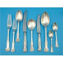 A 50 piece canteen of silver Kings pattern cutlery and flatware for 6, including soup spoons and...