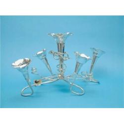 A plated table centrepiece epergne of floral design....