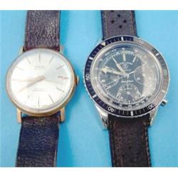 A gentlemans steel Favre-Leuba Sea/Sky wrist watch and a gold plated Cartel wrist watch...