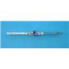 Image 1 : An Edwardian white gold bar brooch, millegrain set with a central sapphire and four diamonds...