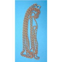 A French gold fancy twist link guard chain, 70grms...